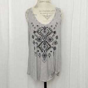 Torrid Striped Tank Top with Embroidered Detail NWT